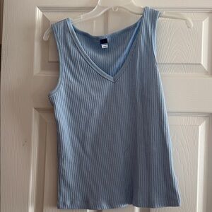 Old Navy Light Blue Ribbed V-Neck Tank